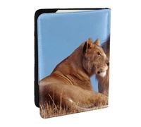 Wykjtwo Impression de Deux Lions, Porte-Passeport Portefeuille de Voyage en Cuir PU Étui pour Passeport Couvre-Passeport 6,5 po