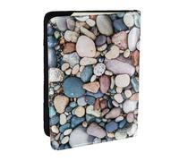 Wykjtwo Impression de Galets colorés de Plage, Porte-Passeport Portefeuille de Voyage en Cuir PU Étui pour Passeport Couvre-Passeport 6,5 po