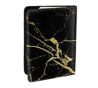 Wykjtwo Impression de marbre d’Or Noir, Porte-Passeport Portefeuille de Voyage en Cuir PU Étui pour Passeport Couvre-Passeport 6,5 po