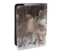 Wykjtwo Impression de Motif de Loup, Porte-Passeport Portefeuille de Voyage en Cuir PU Étui pour Passeport Couvre-Passeport 6,5 po