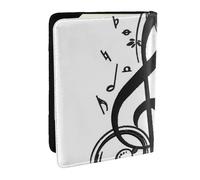 Wykjtwo Impression de Notes de Musique Noire, Porte-Passeport Portefeuille de Voyage en Cuir PU Étui pour Passeport Couvre-Passeport 6,5 po