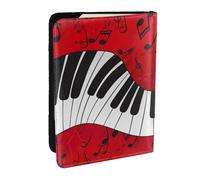 Wykjtwo Impression de Notes de Musique pour Piano, Porte-Passeport Portefeuille de Voyage en Cuir PU Étui pour Passeport Couvre-Passeport 6,5 po