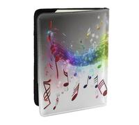 Wykjtwo Impression de Notes de Musique sautantes, Porte-Passeport Portefeuille de Voyage en Cuir PU Étui pour Passeport Couvre-Passeport 6,5 po
