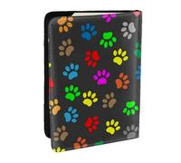 Wykjtwo Impression de Patte d'animal en Couleur, Porte-Passeport Portefeuille de Voyage en Cuir PU Étui pour Passeport Couvre-Passeport 6,5 po