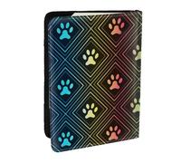 Wykjtwo Impression de Patte de Chien Arc-en-Ciel, Porte-Passeport Portefeuille de Voyage en Cuir PU Étui pour Passeport Couvre-Passeport 6,5 po