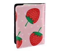 Wykjtwo Impression Fraise Rose Kawaii, Porte-Passeport Portefeuille de Voyage en Cuir PU Étui pour Passeport Couvre-Passeport 6,5 po