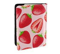 Wykjtwo Impression Fraise Rose Kawaii, Porte-Passeport Portefeuille de Voyage en Cuir PU Étui pour Passeport Couvre-Passeport 6,5 po