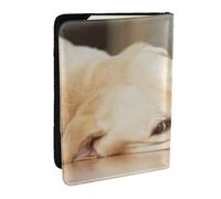 Wykjtwo Impression Jaune Labrador Retriever, Porte-Passeport Portefeuille de Voyage en Cuir PU Étui pour Passeport Couvre-Passeport 6,5 po