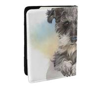 Wykjtwo Impression Mignonne de Mini Schnauzer, Porte-Passeport Portefeuille de Voyage en Cuir PU Étui pour Passeport Couvre-Passeport 6,5 po