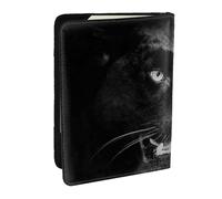 Wykjtwo Impression Portrait léopard Noir, Porte-Passeport Portefeuille de Voyage en Cuir PU Étui pour Passeport Couvre-Passeport 6,5 po