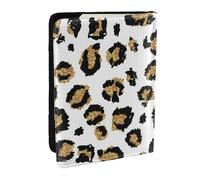 Wykjtwo Imprimé Animal léopard Noir à Paillettes dorées, Porte-Passeport Portefeuille de Voyage en Cuir PU Étui pour Passeport Couvre-Passeport 6,5 po