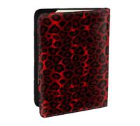 Wykjtwo Imprimé Animal léopard Rouge foncé, Porte-Passeport Portefeuille de Voyage en Cuir PU Étui pour Passeport Couvre-Passeport 6,5 po