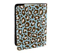 Wykjtwo Imprimé Animal tacheté léopard Bleu et Marron, Porte-Passeport Portefeuille de Voyage en Cuir PU Étui pour Passeport Couvre-Passeport 6,5 po