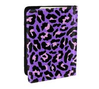 Wykjtwo Imprimé Animaux léopard Rose Violet Fluo, Porte-Passeport Portefeuille de Voyage en Cuir PU Étui pour Passeport Couvre-Passeport 6,5 po