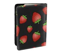 Wykjtwo Imprimé Fraise Rose Fraise, Porte-Passeport Portefeuille de Voyage en Cuir PU Étui pour Passeport Couvre-Passeport 6,5 po