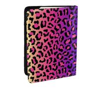 Wykjtwo Imprimé Léopard Dégradé De Couleur Néon, Porte-Passeport Portefeuille de Voyage en Cuir PU Étui pour Passeport Couvre-Passeport 6,5 po