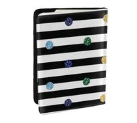 Wykjtwo Imprimé Noir et Blanc à Rayures Arc-en-Ciel à Pois, Porte-Passeport Portefeuille de Voyage en Cuir PU Étui pour Passeport Couvre-Passeport 6,5 po