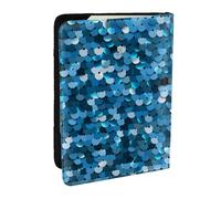 Wykjtwo Imprimé Paillettes Bleu Vintage, Porte-Passeport Portefeuille de Voyage en Cuir PU Étui pour Passeport Couvre-Passeport 6,5 po