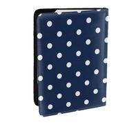 Wykjtwo Imprimé Pois Blancs Bleu Marine, Porte-Passeport Portefeuille de Voyage en Cuir PU Étui pour Passeport Couvre-Passeport 6,5 po