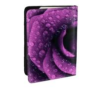 Wykjtwo Imprimé Rose Pourpre, Porte-Passeport Portefeuille de Voyage en Cuir PU Étui pour Passeport Couvre-Passeport 6,5 po