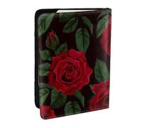 Wykjtwo Imprimé Rose Rouge, Porte-Passeport Portefeuille de Voyage en Cuir PU Étui pour Passeport Couvre-Passeport 6,5 po