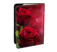 Wykjtwo Imprimé Rose Rouge, Porte-Passeport Portefeuille de Voyage en Cuir PU Étui pour Passeport Couvre-Passeport 6,5 po