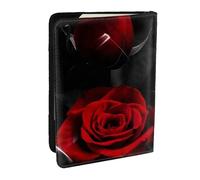 Wykjtwo Imprimé Rose Rouge, Porte-Passeport Portefeuille de Voyage en Cuir PU Étui pour Passeport Couvre-Passeport 6,5 po