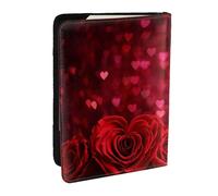 Wykjtwo Imprimé Rose Rouge, Porte-Passeport Portefeuille de Voyage en Cuir PU Étui pour Passeport Couvre-Passeport 6,5 po