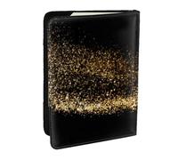 Wykjtwo Imprimé Sable Noir Doré, Porte-Passeport Portefeuille de Voyage en Cuir PU Étui pour Passeport Couvre-Passeport 6,5 po