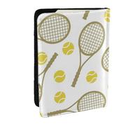 Wykjtwo Jeu de Balle Tennis, Porte-Passeport Portefeuille de Voyage en Cuir PU Étui pour Passeport Couvre-Passeport 6,5 po