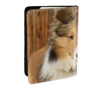 Wykjtwo Joli Chien Sheltie, Porte-Passeport Portefeuille de Voyage en Cuir PU Étui pour Passeport Couvre-Passeport 6,5 po