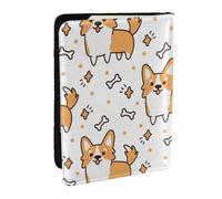 Wykjtwo Joli Motif de Chien et d'os Corgi, Porte-Passeport Portefeuille de Voyage en Cuir PU Étui pour Passeport Couvre-Passeport 6,5 po