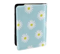 Wykjtwo Jolies Fleurs de Marguerite Bleues, Porte-Passeport Portefeuille de Voyage en Cuir PU Étui pour Passeport Couvre-Passeport 6,5 po