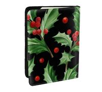 Wykjtwo Joyeux Noël Houx, Porte-Passeport Portefeuille de Voyage en Cuir PU Étui pour Passeport Couvre-Passeport 6,5 po