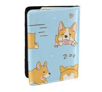 Wykjtwo Kawaii Corgi Chien Mignon, Porte-Passeport Portefeuille de Voyage en Cuir PU Étui pour Passeport Couvre-Passeport 6,5 po