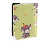 Wykjtwo Kawaii Raton Laveur Mignon, Porte-Passeport Portefeuille de Voyage en Cuir PU Étui pour Passeport Couvre-Passeport 6,5 po