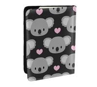 Wykjtwo Koalas Mignons et Coeurs Roses, Porte-Passeport Portefeuille de Voyage en Cuir PU Étui pour Passeport Couvre-Passeport 6,5 po