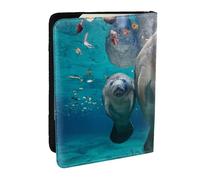 Wykjtwo Lamantin de mer, Porte-Passeport Portefeuille de Voyage en Cuir PU Étui pour Passeport Couvre-Passeport 6,5 po
