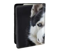 Wykjtwo Le Beau Visage de Chien Husky drôle, Porte-Passeport Portefeuille de Voyage en Cuir PU Étui pour Passeport Couvre-Passeport 6,5 po