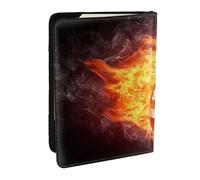Wykjtwo Le Football américain en feu, Porte-Passeport Portefeuille de Voyage en Cuir PU Étui pour Passeport Couvre-Passeport 6,5 po