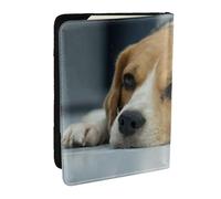 Wykjtwo Le Mignon Chien Beagle se Trouve sur Le Sol, Porte-Passeport Portefeuille de Voyage en Cuir PU Étui pour Passeport Couvre-Passeport 6,5 po