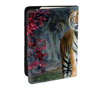 Wykjtwo Le Tigre, Porte-Passeport Portefeuille de Voyage en Cuir PU Étui pour Passeport Couvre-Passeport 6,5 po