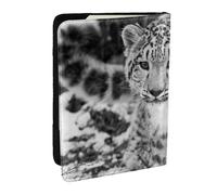 Wykjtwo Léopard des neiges, Porte-Passeport Portefeuille de Voyage en Cuir PU Étui pour Passeport Couvre-Passeport 6,5 po