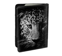 Wykjtwo Léopard Noir et Blanc, Porte-Passeport Portefeuille de Voyage en Cuir PU Étui pour Passeport Couvre-Passeport 6,5 po