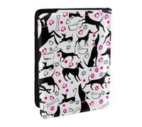 Wykjtwo Lévriers et Coeur de Patte, Porte-Passeport Portefeuille de Voyage en Cuir PU Étui pour Passeport Couvre-Passeport 6,5 po