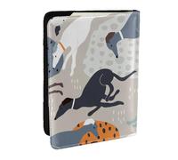 Wykjtwo Lévriers Mignons, Porte-Passeport Portefeuille de Voyage en Cuir PU Étui pour Passeport Couvre-Passeport 6,5 po
