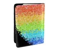 Wykjtwo LGBT Gilter Arc-en-Ciel Gay, Porte-Passeport Portefeuille de Voyage en Cuir PU Étui pour Passeport Couvre-Passeport 6,5 po
