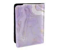 Wykjtwo Ligne dorée en marbre Violet Lavande, Porte-Passeport Portefeuille de Voyage en Cuir PU Étui pour Passeport Couvre-Passeport 6,5 po
