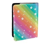 Wykjtwo Lignes colorées et étoile drôle, Porte-Passeport Portefeuille de Voyage en Cuir PU Étui pour Passeport Couvre-Passeport 6,5 po