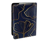 Wykjtwo Linéaire Doré Dégradé avec Feuilles De Ginkgo Biloba, Porte-Passeport Portefeuille de Voyage en Cuir PU Étui pour Passeport Couvre-Passeport 6,5 po